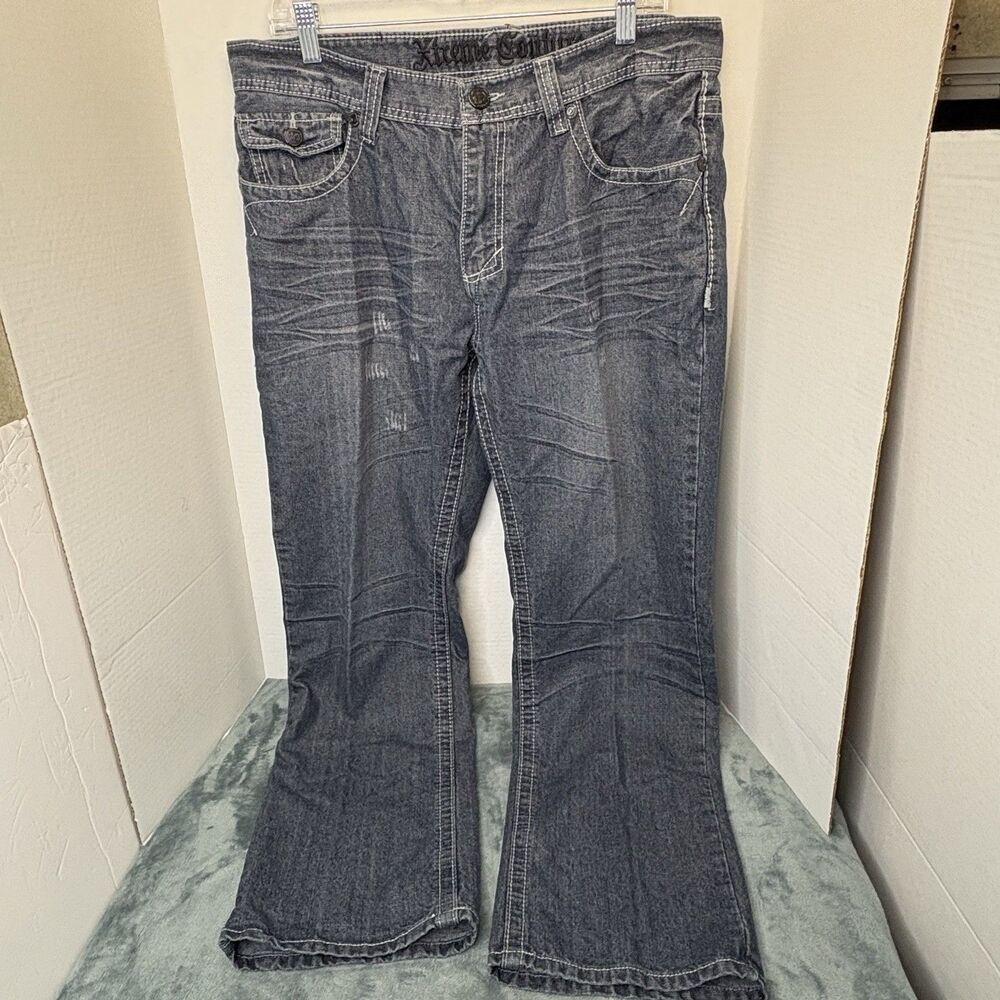 Xtreme Couture Men's Denim Jeans W36 x L30 Dark Blue Wash Distressed